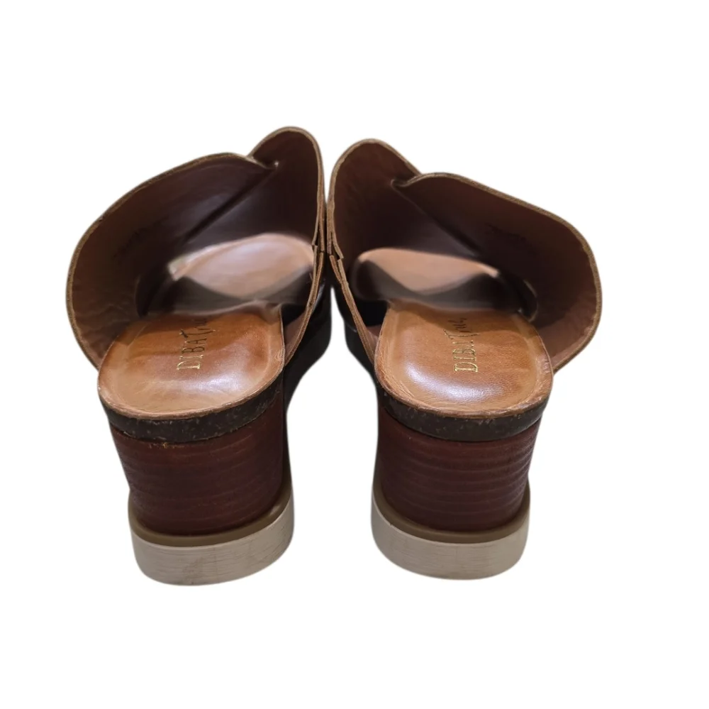 Diba True Leather Beachy Keen Wedge Sandals Brown Metallic Gold 10 - Picture 7 of 8